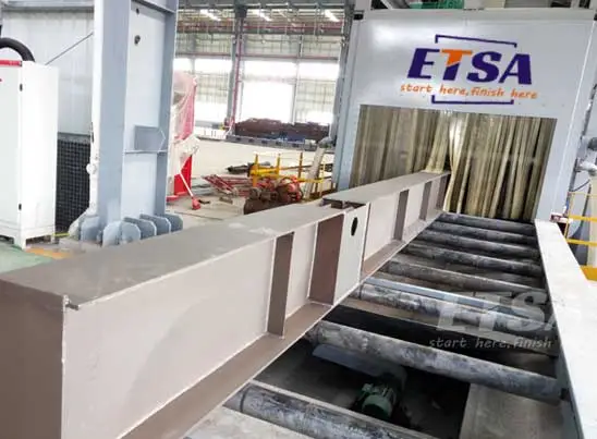 roller conveyor blasting machine for beams profiles